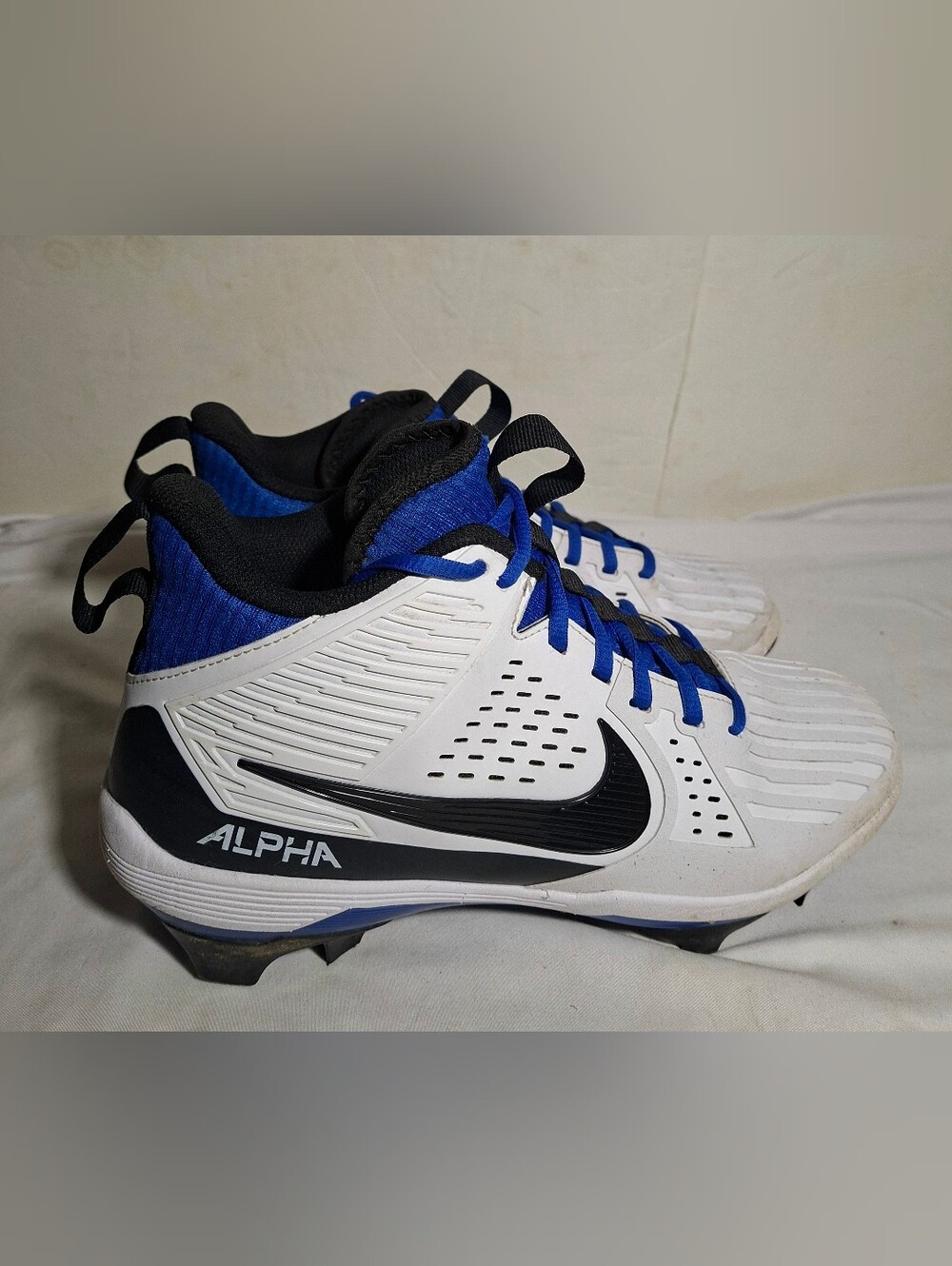 Nike Alpha Menace Strong White Royal Blue Football Cleats II5139-101 Men Size 9